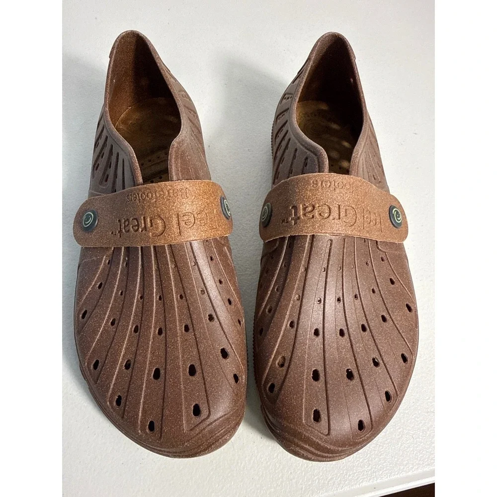 Barefooters Feel Great Brown Perforated Slip On Clogs Shoes Men Size EU 41 US 8